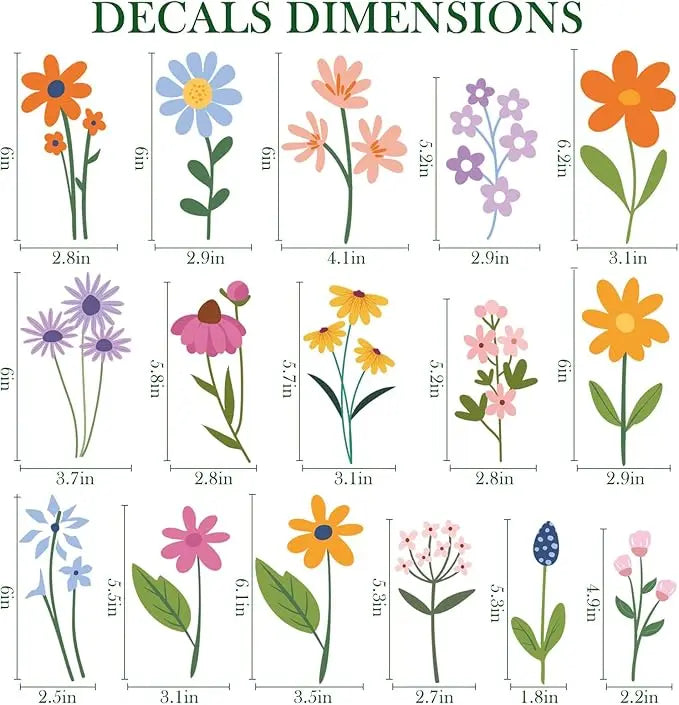 Avtoit | 8 Sheets Spring Flowers Wall Stickers – 102 Self-Adhesive Designs for a Fresh Home!