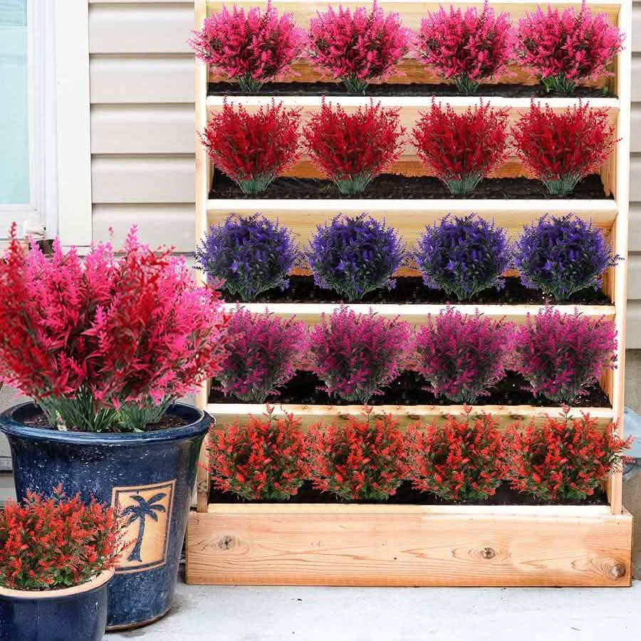 Avtoit | 8 Bundles Artificial Lavender Plastic Flowers Decorations