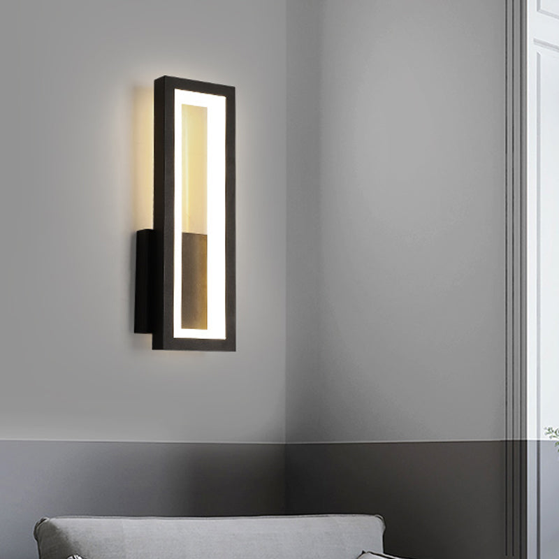 Avtoit | White/Black/Gold Rectangular Frame Wall Light Minimalistic LED Metal Wall Mount Light Fixture in White/Warm Light