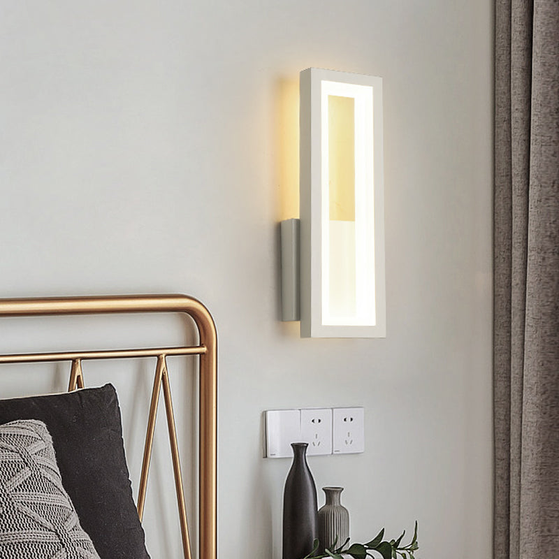 Avtoit | White/Black/Gold Rectangular Frame Wall Light Minimalistic LED Metal Wall Mount Light Fixture in White/Warm Light