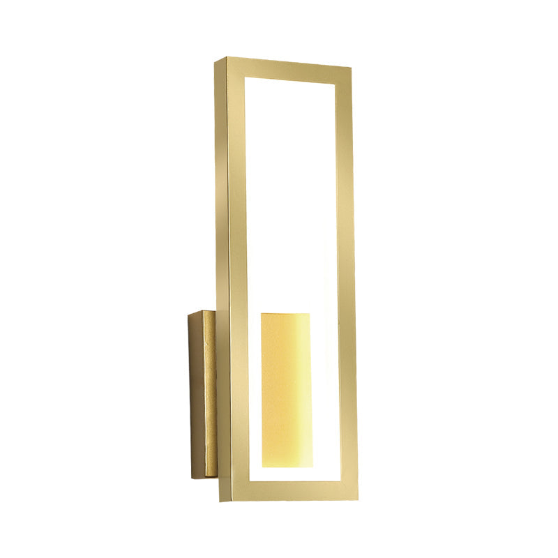 Avtoit | White/Black/Gold Rectangular Frame Wall Light Minimalistic LED Metal Wall Mount Light Fixture in White/Warm Light