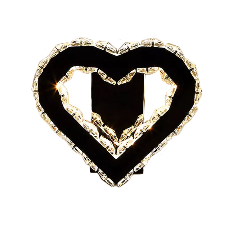 Avtoit | LED Love Heart Wall Lighting Modernism Black Faceted Crystal Wall Lighting Ideas for Bedroom