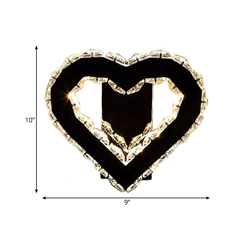 Avtoit | LED Love Heart Wall Lighting Modernism Black Faceted Crystal Wall Lighting Ideas for Bedroom