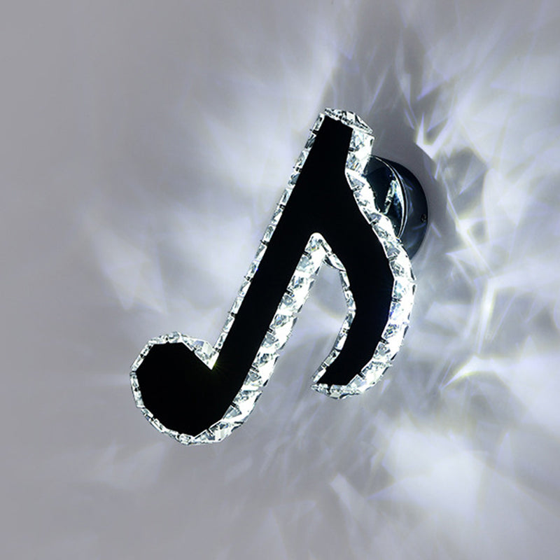 Avtoit | Music Note Crystal Wall Light Wall Lamp Simple Style LED Hall Wall Mounted Lamp in Black
