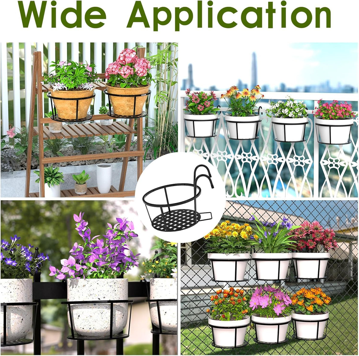Avtoit | Hanging Plant Basket made of Metal – Balcony Planter Pot with Hook for Garden and Terrace