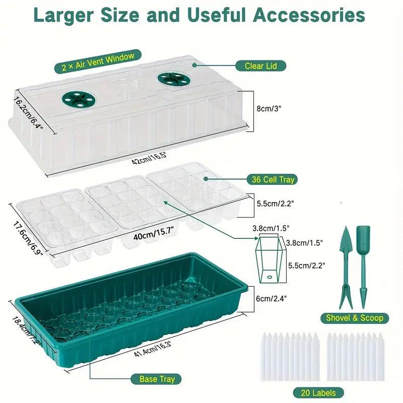 Avtoit | Indoor Seed Starter Kit with LED Grow Light & Adjustable Humidity Dome – 36-Cell Tray for Home Gardening