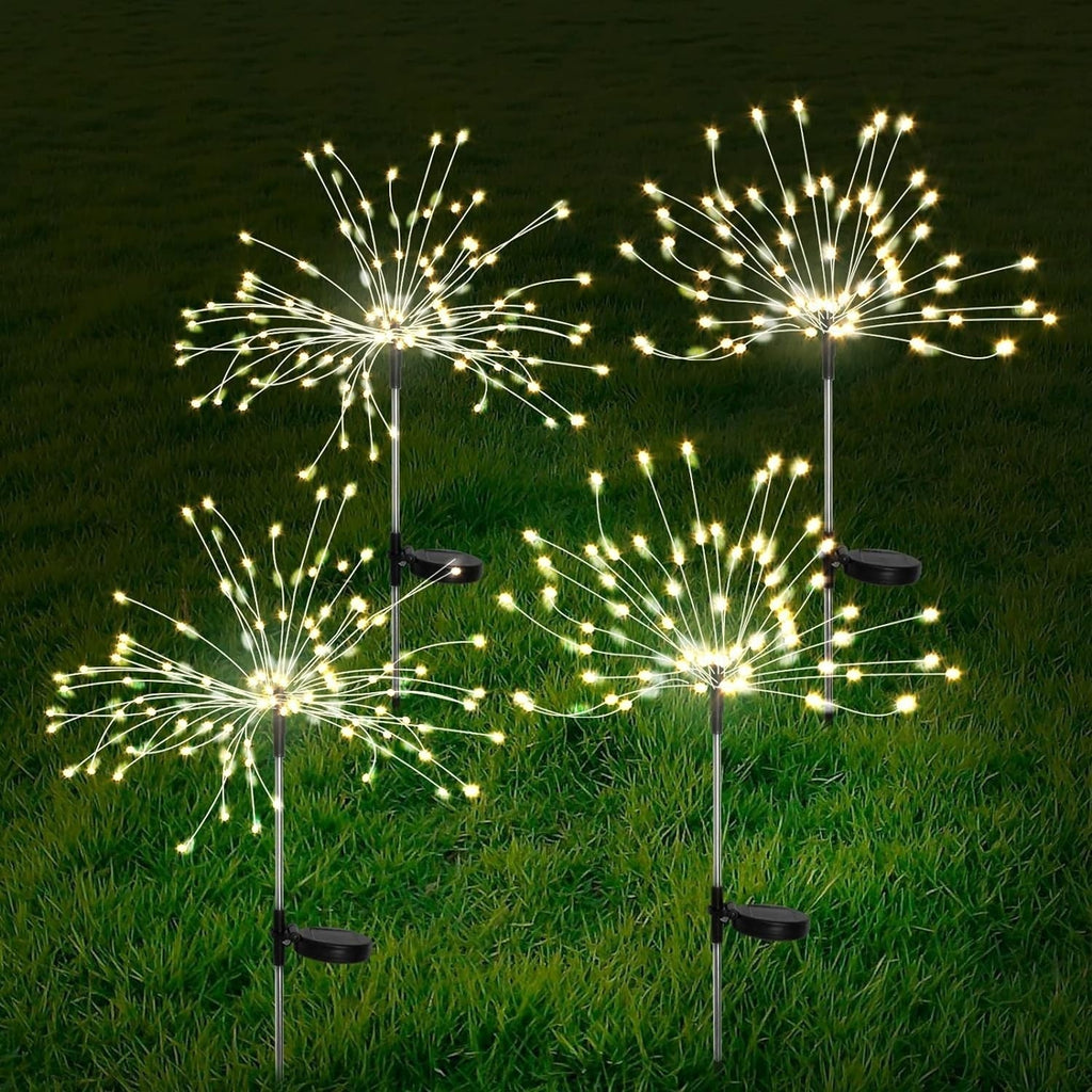 Avtoit | 4 Piece Solar Firework Garden Lights - Weatherproof LED Decorative Lighting, Solar Energy for Garden and Patio