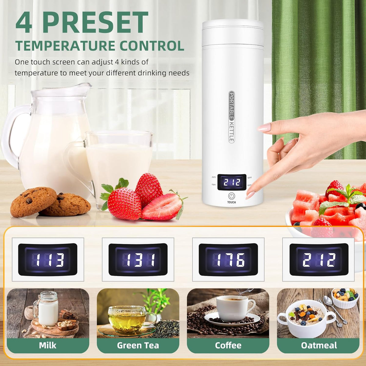 Avtoit | Portable Electric Travel Kettle | Compact Stainless Steel Smart Kettle with LCD