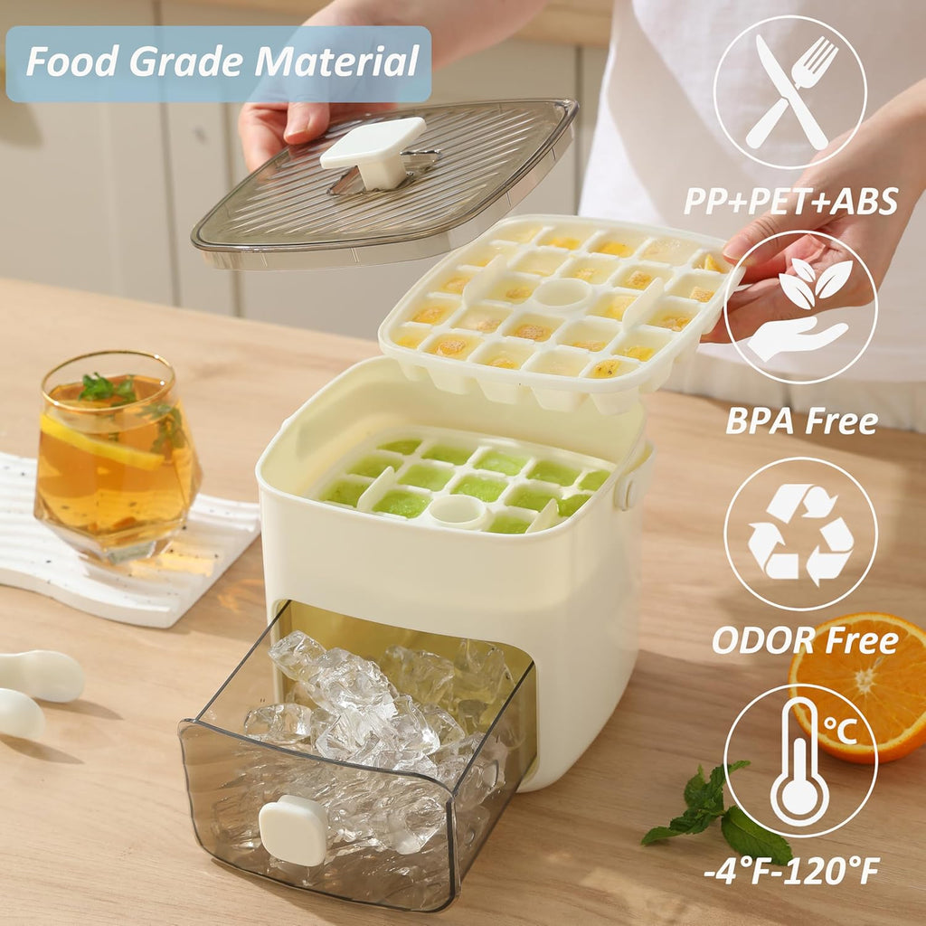 Avtoit | Ice cube tray with lid and waste, ice tray for freezer, flexible ice cube trays