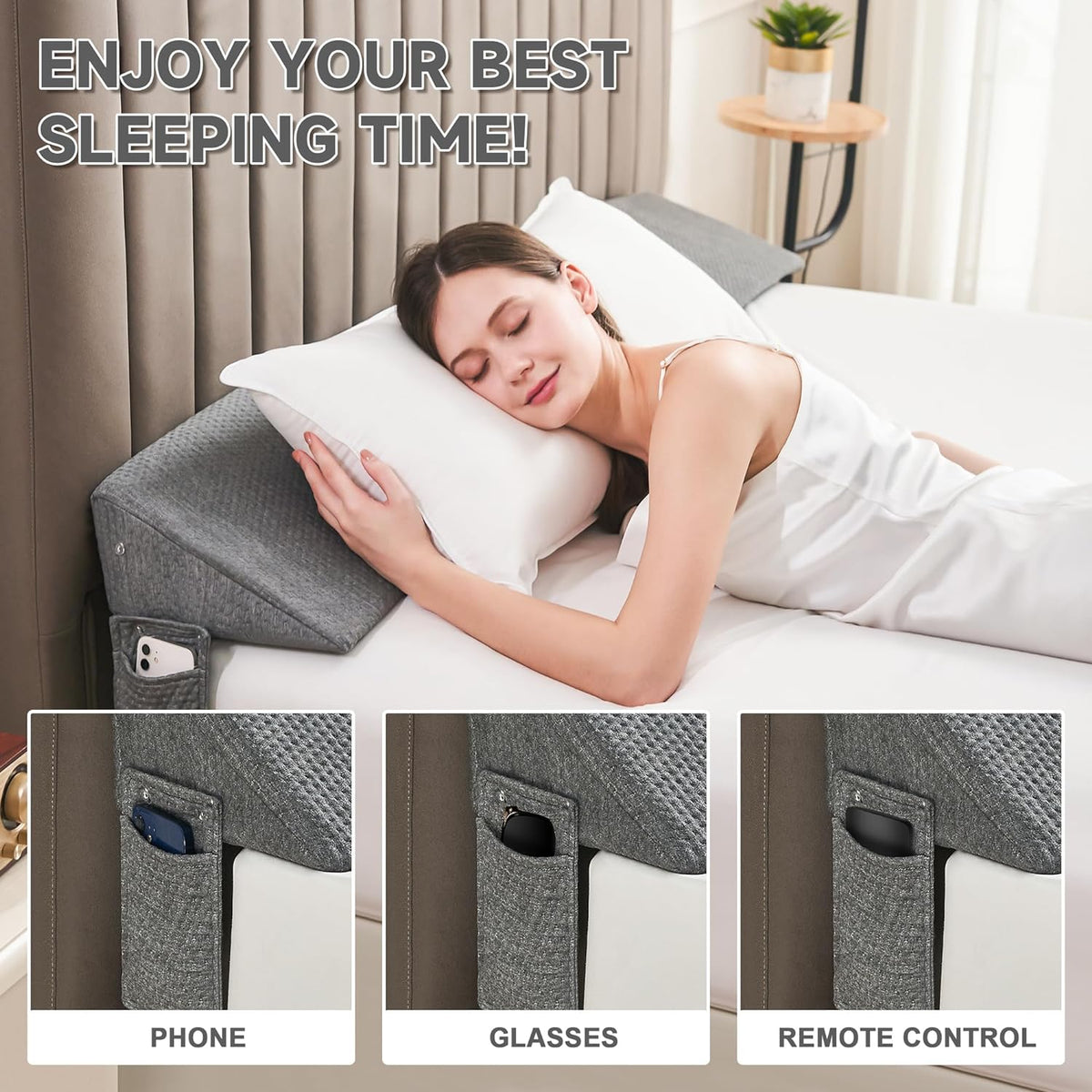 Avtoit | Gap Filler Wedge Pillow | Adjustable Height, Compact Design & Ideal for Twin, Queen, King Beds and Sofas
