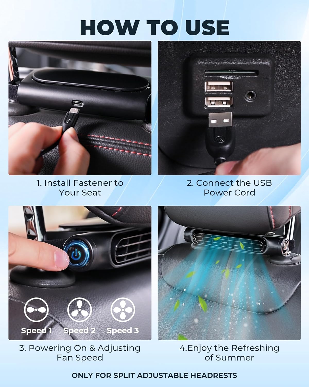 Avtoit | 3 Speeds USB Car Cooling Fan & Headrest Mount – AutoBreeze (1+1 FREE)