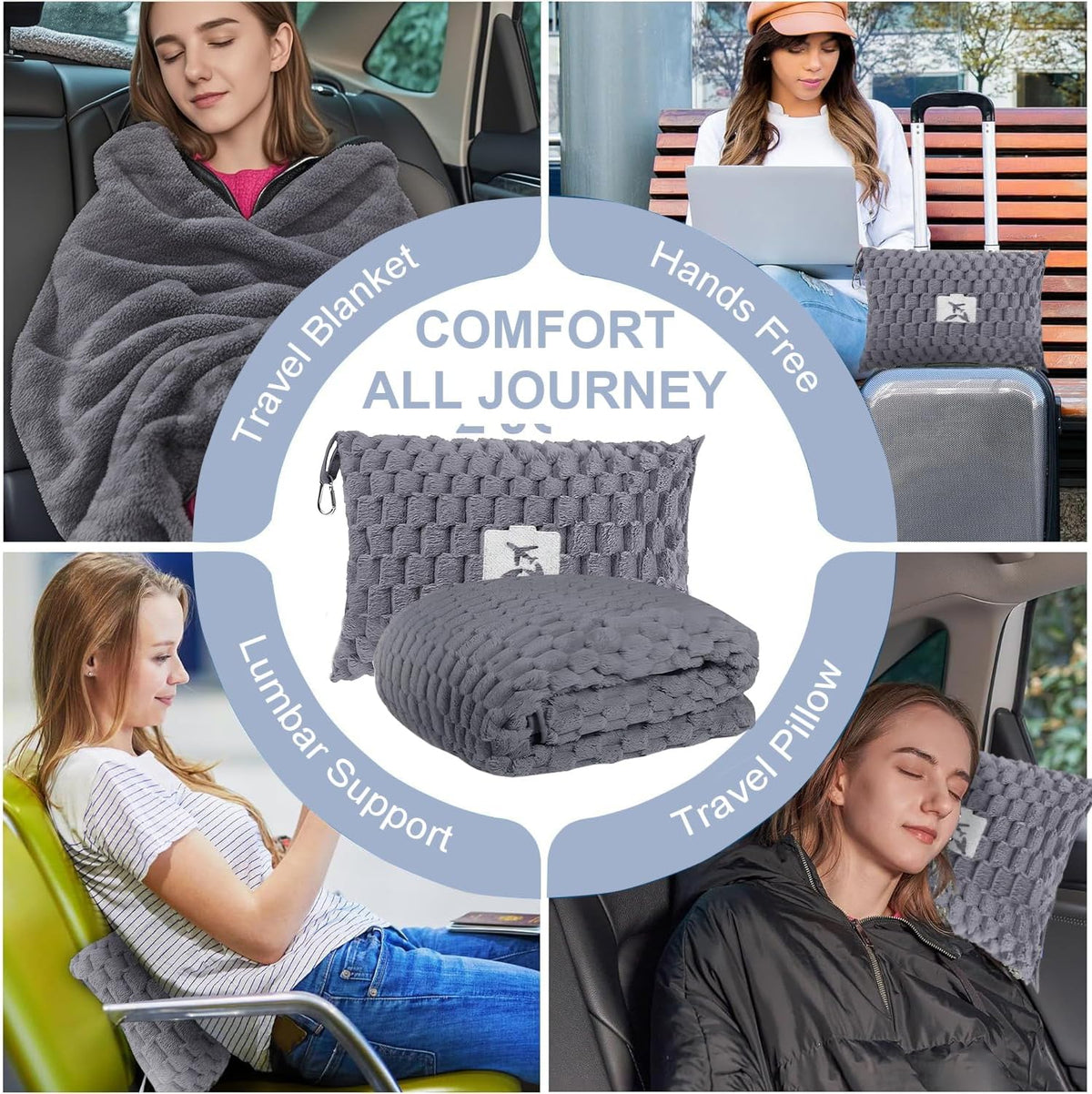 Avtoit | Packable Flannel Travel Blanket with Pillow Bag and Luggage Sleeve – Trevora