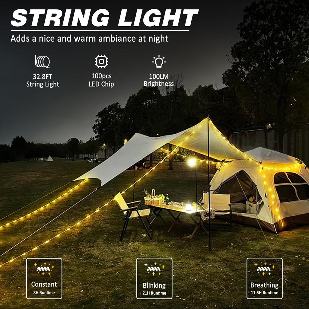 Avtoit | Portable LED Camping String Light – USB Rechargeable Waterproof Fairy Lights for Outdoor & Indoor Use (10m)
