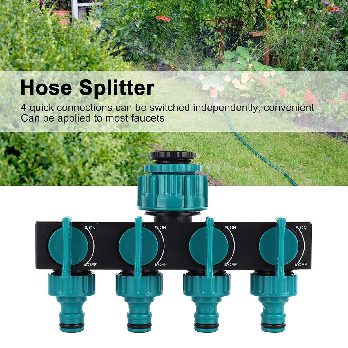 Avtoit | Universal 4-way garden hose splitter – Adjustable faucet splitter