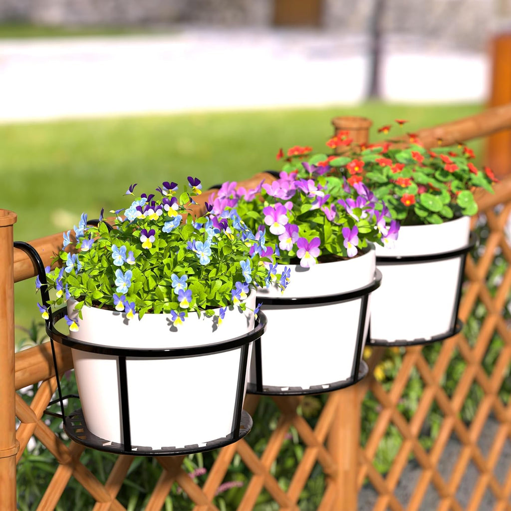 Avtoit | Hanging Plant Basket made of Metal – Balcony Planter Pot with Hook for Garden and Terrace