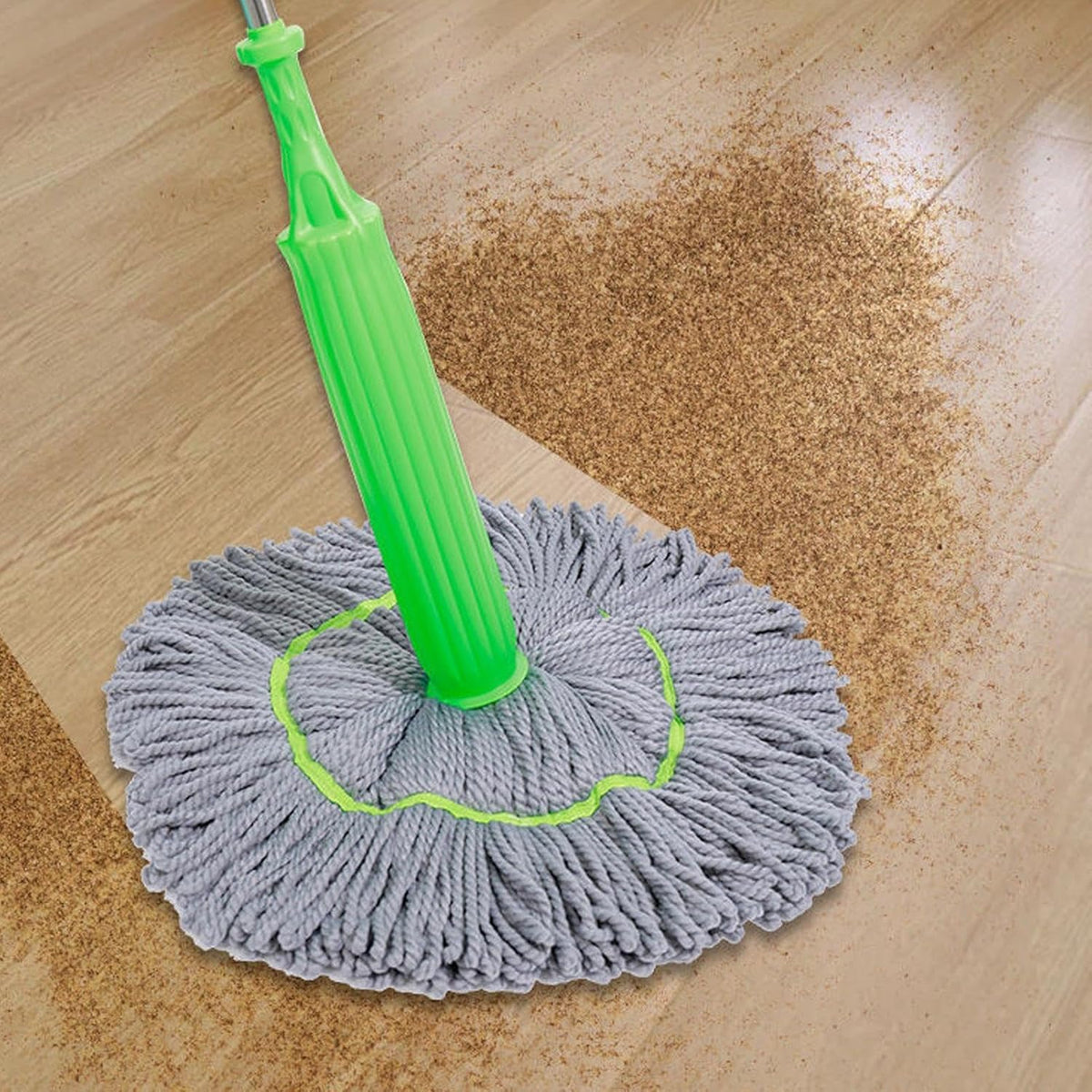 Self-Wringing Mop with Absorbent Microfiber Head and 360-Degree Rotation