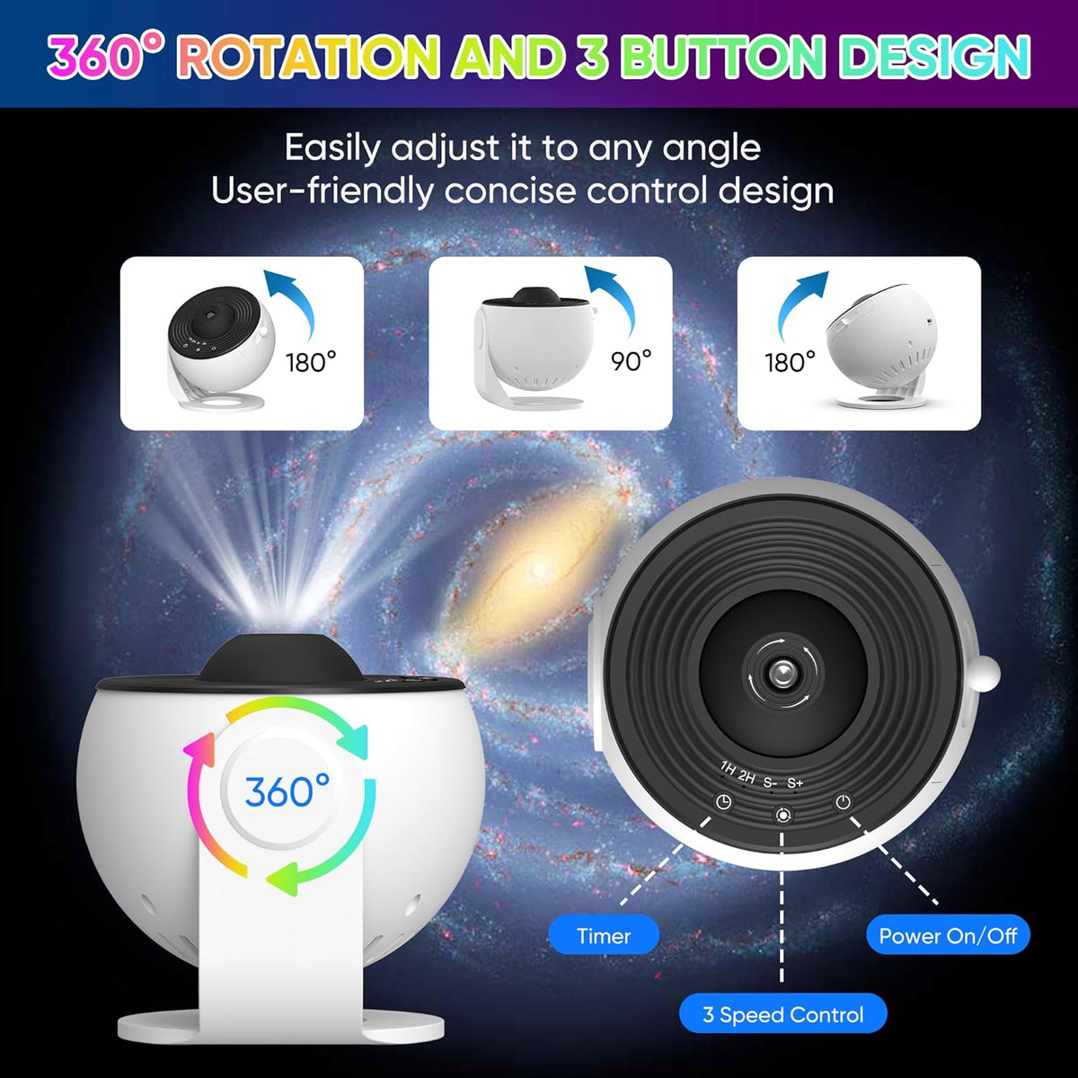Avtoit | Galaxy Projector with 360° Rotation - Stunning Room-Wide Night Sky View