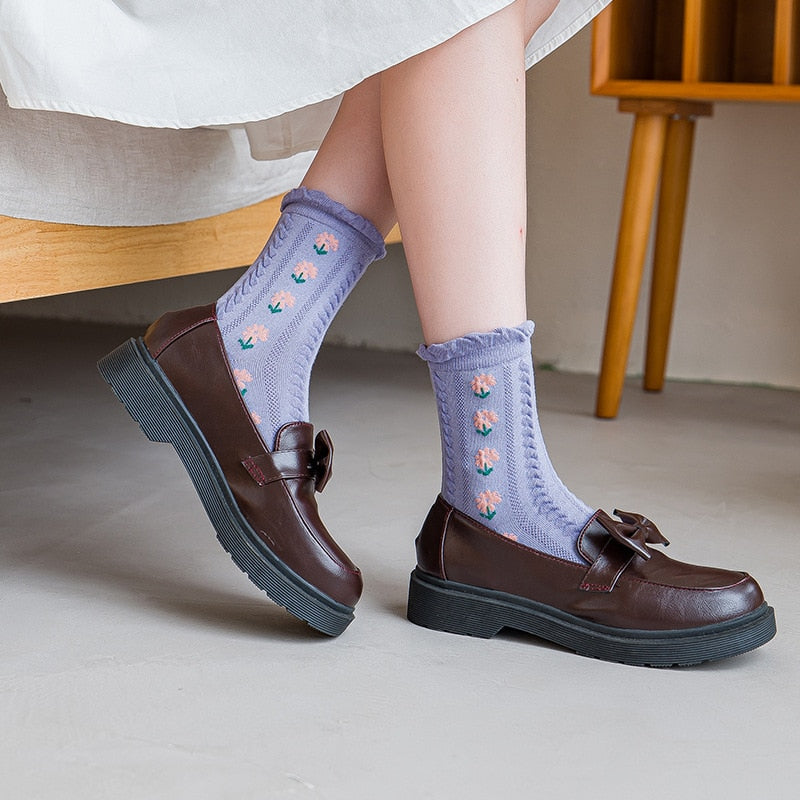 Avtoit | 5 Pair Vintage Flower Embroidery Socks