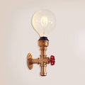 Avtoit | Metallic Pipe Wall Light Industrial 1 Bulb Farmhouse Wall Lamp with Raw Valve in White/Red, 1/5-Pack