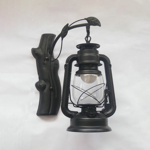 Avtoit | Clear Glass Lantern Wall Lamp Coastal Style 1 Light Living Room Lighting Unit in Black/Bronze/Copper