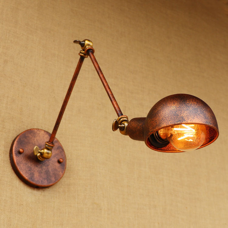 Avtoit | 1 Light Scale Wall Lamp Fixture Antique Style Rust Metal Wall Lamp with Rotatable Arm for Study Room
