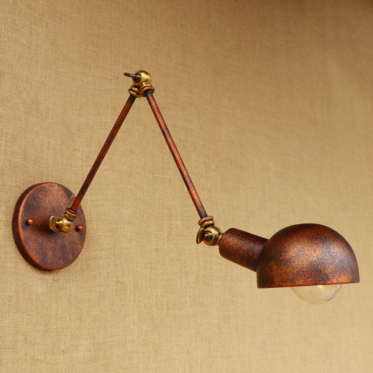 Avtoit | 1 Light Scale Wall Lamp Fixture Antique Style Rust Metal Wall Lamp with Rotatable Arm for Study Room