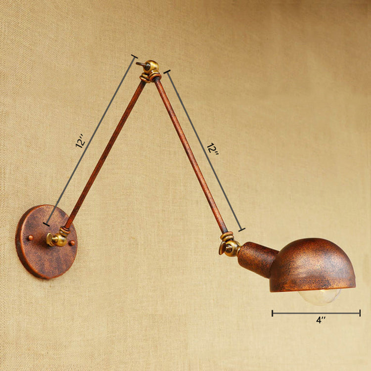 Avtoit | 1 Light Scale Wall Lamp Fixture Antique Style Rust Metal Wall Lamp with Rotatable Arm for Study Room