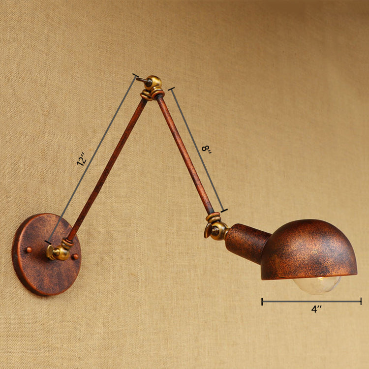 Avtoit | 1 Light Scale Wall Lamp Fixture Antique Style Rust Metal Wall Lamp with Rotatable Arm for Study Room