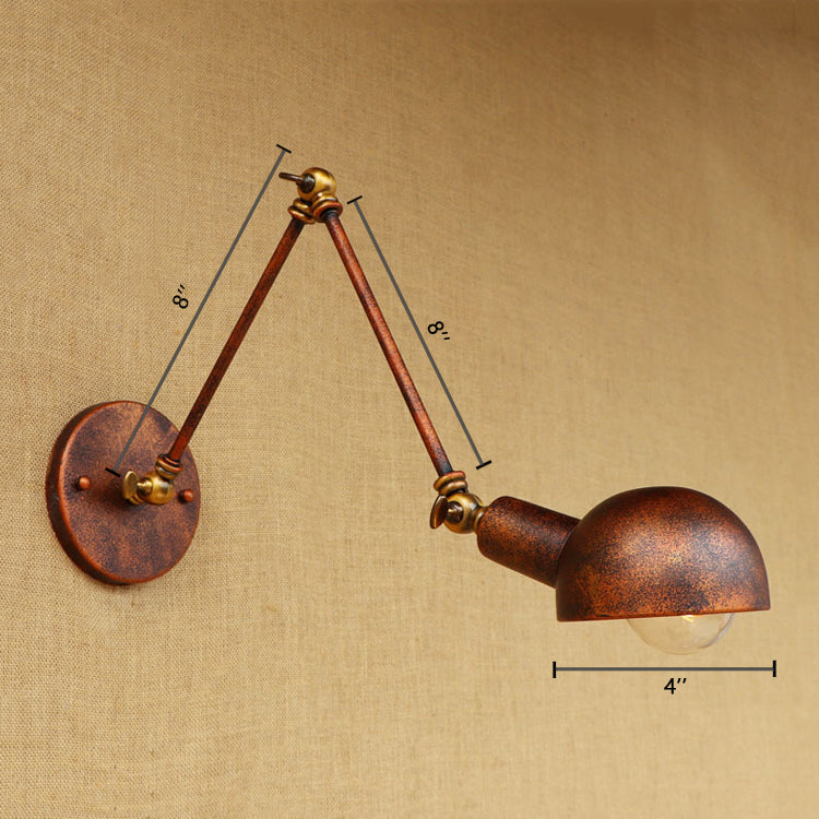 Avtoit | 1 Light Scale Wall Lamp Fixture Antique Style Rust Metal Wall Lamp with Rotatable Arm for Study Room