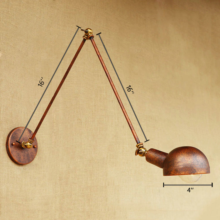 Avtoit | 1 Light Scale Wall Lamp Fixture Antique Style Rust Metal Wall Lamp with Rotatable Arm for Study Room