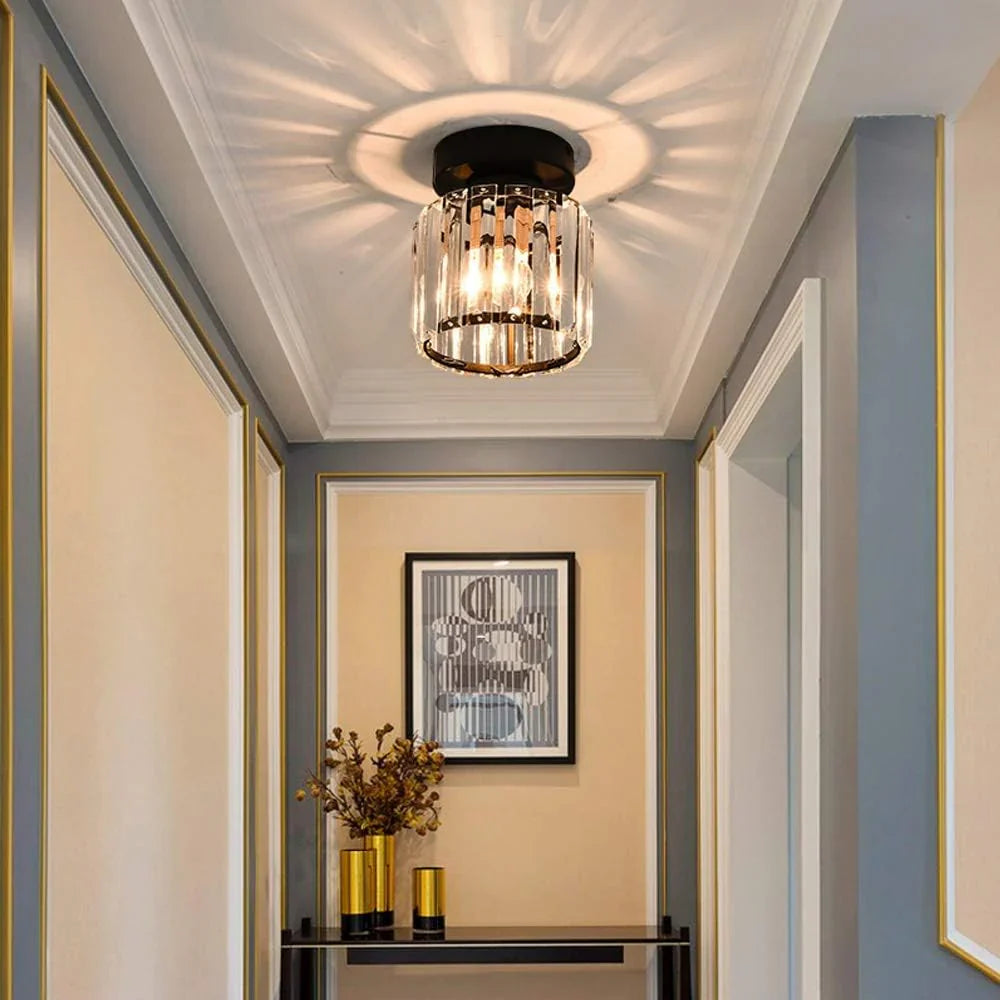 Avtoit | Modern Crystal Ceiling Light with Gold and Black Accents – Stylish Lighting for Your Home