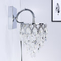Avtoit | Polished Chrome LED Wall Light Modern Crystal Hanging Wall Light with Curved Arm