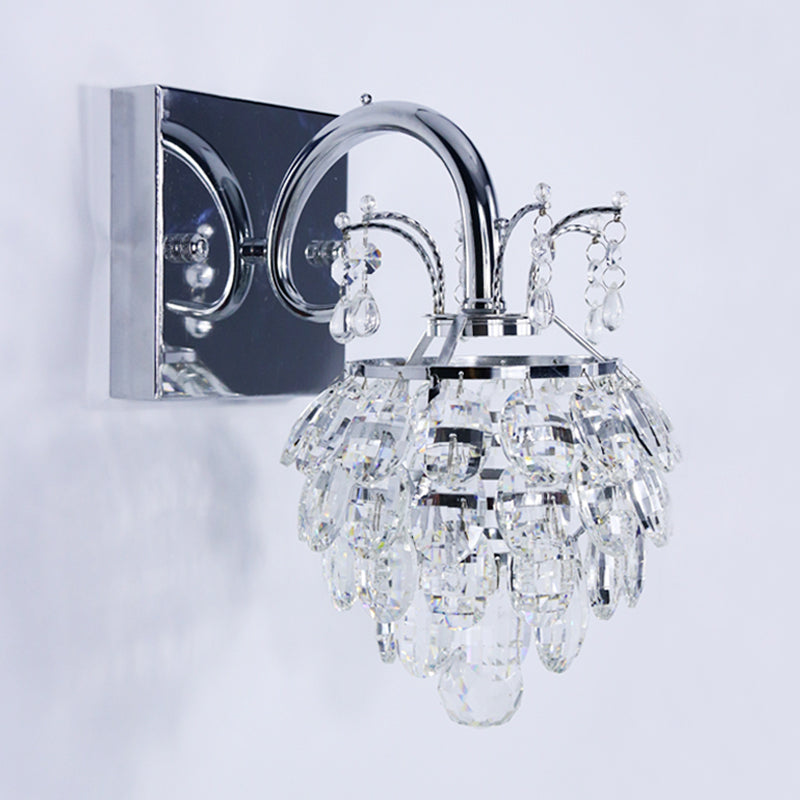 Avtoit | Crystal Artichoke Wall Lamp Modern Style Nightstand LED Wall Light Lamp in Chrome