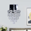 Avtoit | Fringe LED Wall Lighting Ideas Modern Chrome Faceted Crystal Wall Lamp with Scroll Arm