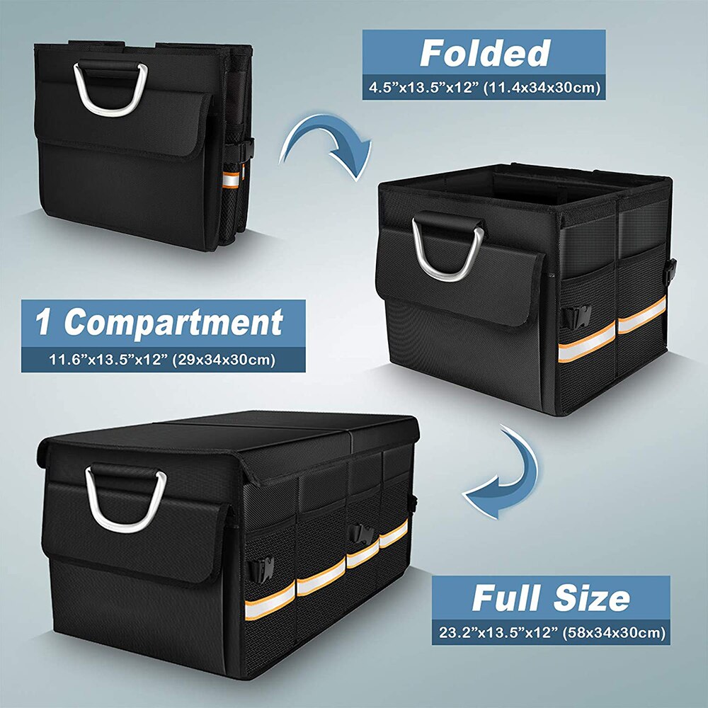Avtoit | Car Trunk Organizer Foldable Cover Durable Sturdy Thickened Plate Collapsible Trunk Storage Box
