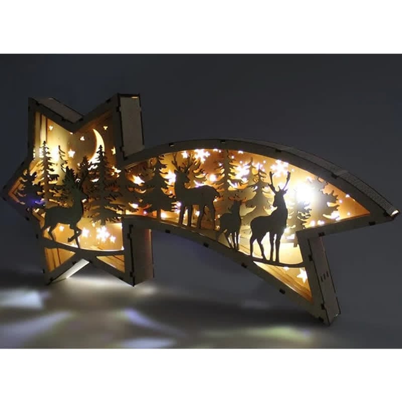 Avtoit | LED Wooden Christmas Ornaments Nativity Scene Star Shaped Desk Lamp