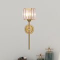 Avtoit | Simplicity Cylindrical Wall Lamp 1 Head Clear Crystal Block Wall Lamp in Gold with Pencil Arm