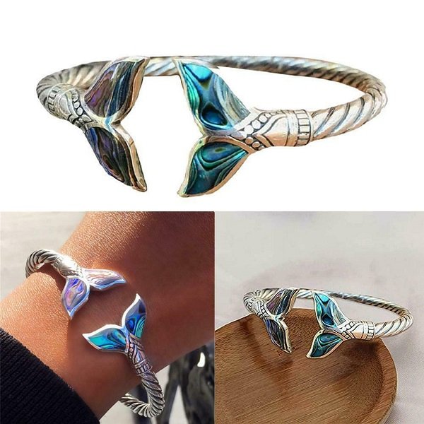 Avtoit | Abalone Shell Mermaid Tail SS Bangle Bracelet