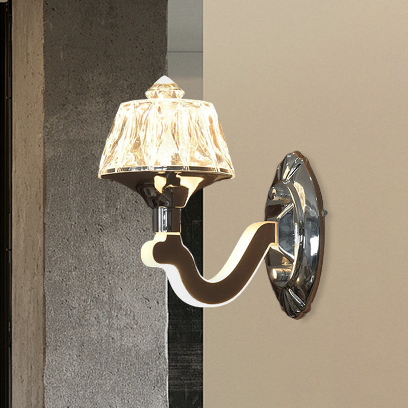 Avtoit | Clear Crystal Chrome Wall Light Narrow 1/2-Bulb Modern Wall Light with Illuminated Arm