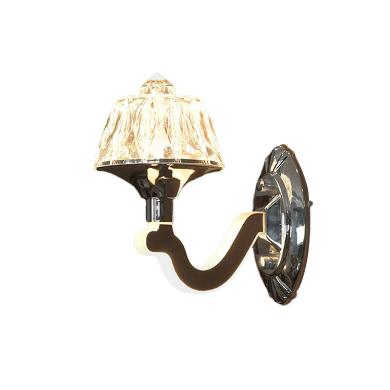Avtoit | Clear Crystal Chrome Wall Light Narrow 1/2-Bulb Modern Wall Light with Illuminated Arm