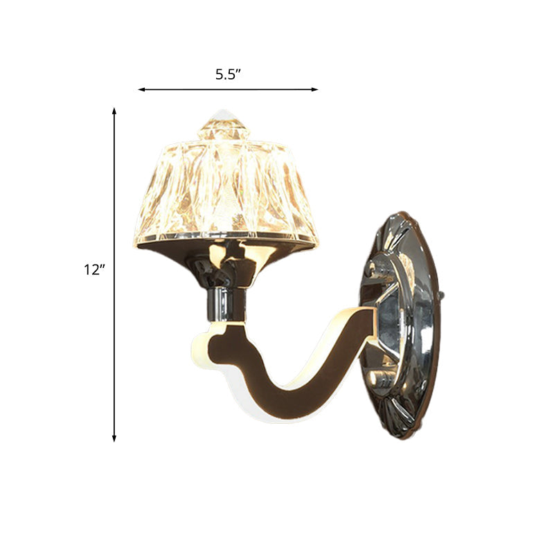 Avtoit | Clear Crystal Chrome Wall Light Narrow 1/2-Bulb Modern Wall Light with Illuminated Arm