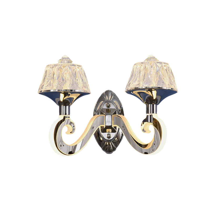 Avtoit | Clear Crystal Chrome Wall Light Narrow 1/2-Bulb Modern Wall Light with Illuminated Arm