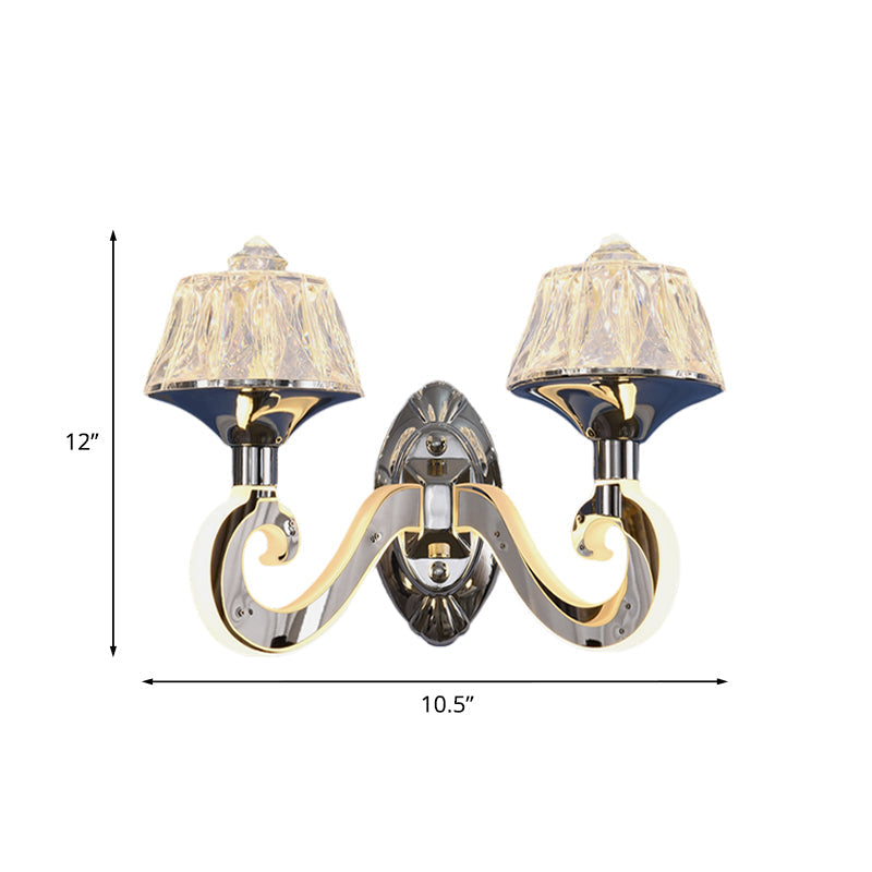 Avtoit | Clear Crystal Chrome Wall Light Narrow 1/2-Bulb Modern Wall Light with Illuminated Arm