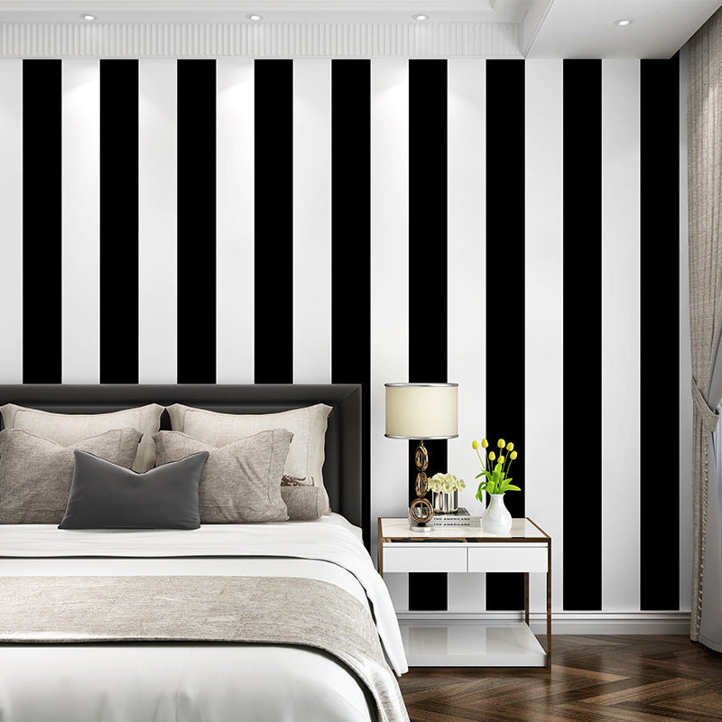 Avtoit | Simple Wide Stripes Non-Adhesive Wallpaper for Coffee Room and Clothing Store, 33 Feet x 20.5 Inches