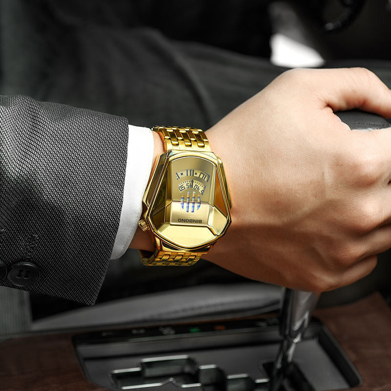 Men's Diamond-Style Quartz Watch with Creative Second Hand