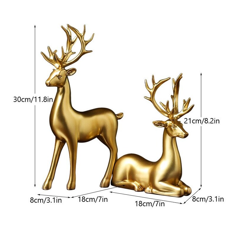 Avtoit | Golden Couple Deer Figurines