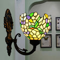 Avtoit | 1-Light Wall Sconce Baroque Flower Hand-Cut Glass Wall-Mounted Lighting in Bronze with Swirl Arm