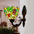 Avtoit | Tiffany Bowl Wall Lamp 1 Head Etched Glass Grape Pattern Wall Mount Lamp in Green and White/Black