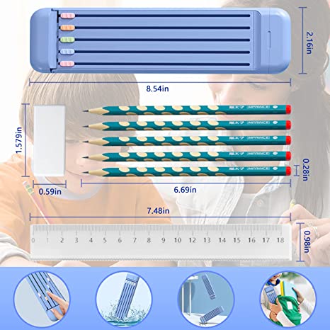 Avtoit | Multifunctional Pencil Case for Kids with 5pcs Pencils2B, Eraser and Ruler