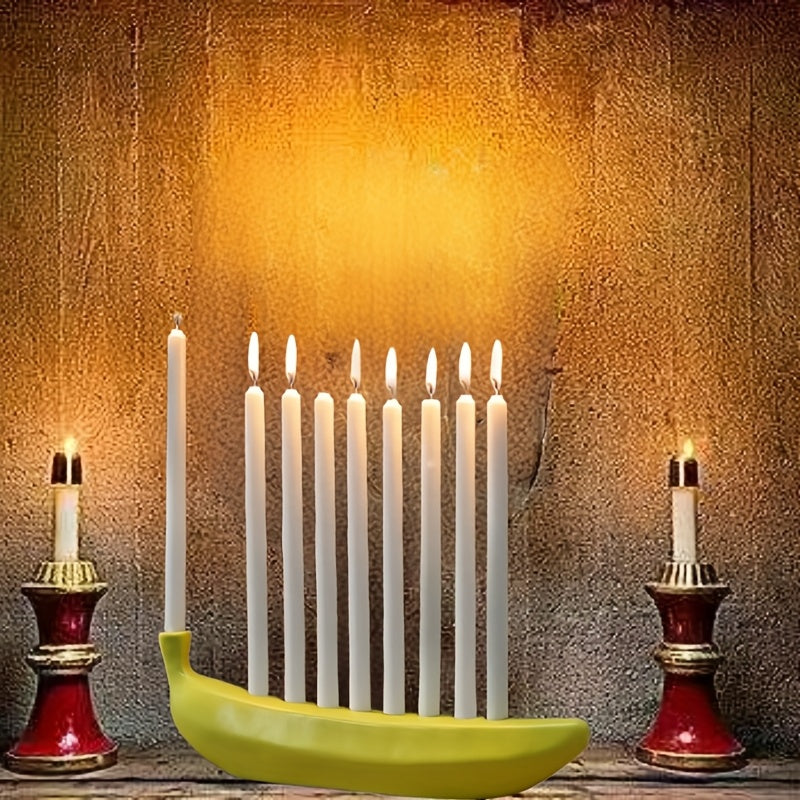 Avtoit | Innovative Ceramic Banana Decorative Candlestick - Fun Candlestick for Hanukkah, Unique Banana Theme Candlestick for Enthusiasts, Parties, Home Lighting, Also Suitable for Christmas, Valentine's Day, Easter, Thanksgiving, Hanukkah Festival Gifts